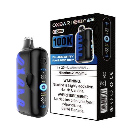 Oxbar Rocky Vapor G100k Blueberry Raspberry Rechargeable Disposable Vape 20Mg