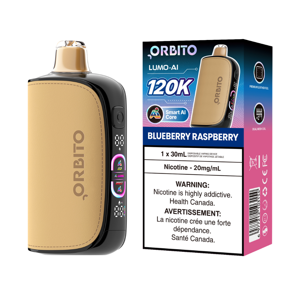 Orbito Lumo AI 120k Puffs Blueberry Raspberry Rechargeable Disposable Vape 20Mg