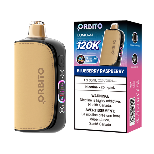 Orbito Lumo AI 120k bouffées Vape jetable rechargeable myrtille framboise 20 mg