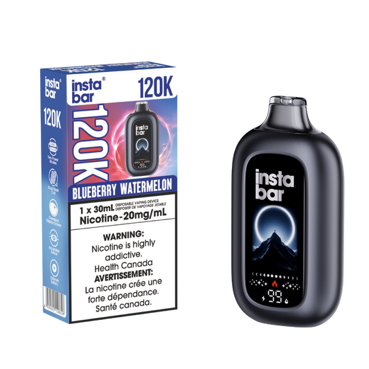Insta Bar 120K - Vape jetable rechargeable myrtille pastèque 20 mg