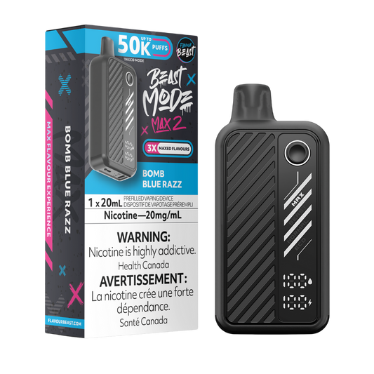 Flavour Beast Mode Max 2 50K bouffées Bombe Blue Razz Vape jetable rechargeable 20Mg