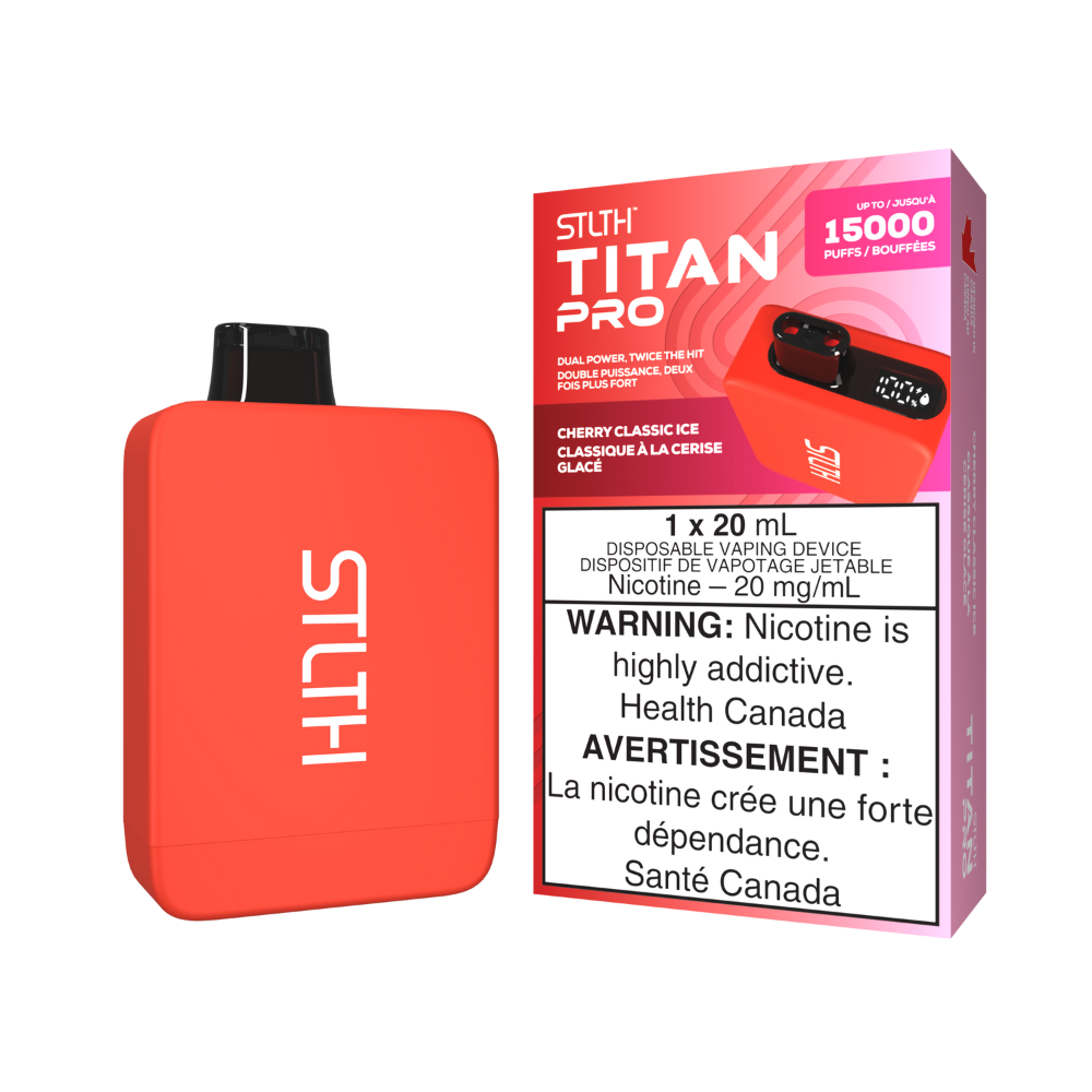 STLTH Titan Pro 15K Puffs Cherry Classic Ice Rechargeable Disposable Vape 20Mg