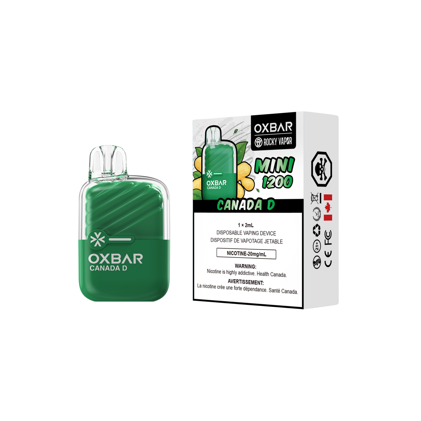 Oxbar Rocky Vapor Mini 1200 Puffs Canada D Disposable Vape 20Mg