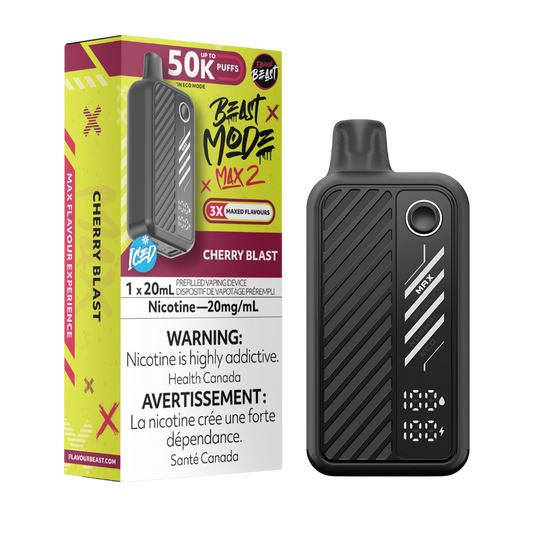 Flavour Beast Mode Max 2 50K bouffées Cerise Explosion Glacée Vape jetable rechargeable 20Mg