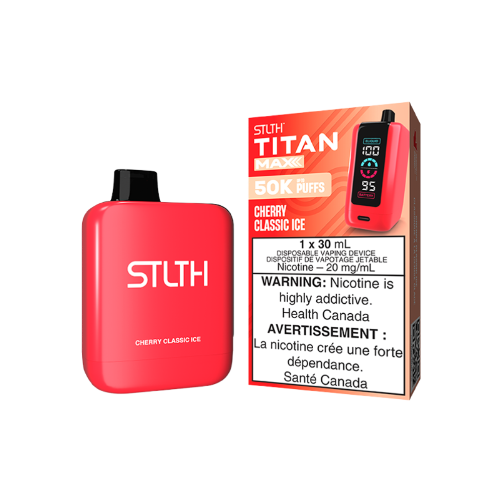 STLTH Titan Max 50K Puffs - Cherry Classic Ice Rechargeable Disposable Vape 20Mg
