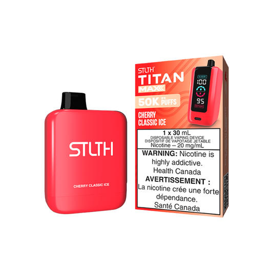 STLTH Titan Max 50K bouffées Vape jetable rechargeable - Glace Classique Aux Cerises Ice 20 mg