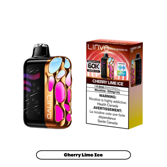 Linvo Rave 60000 Bouffées - Vape Jetable Rechargeable Cerise Citron Vert Glacé 20Mg