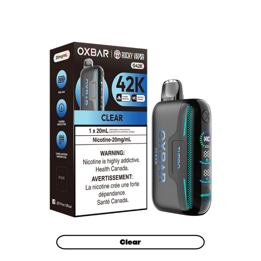 Oxbar Rocky Vapor G42k Effacer 42K Bouffées Nicotine Ajustable Rechargeable Vape Jetable 20Mg