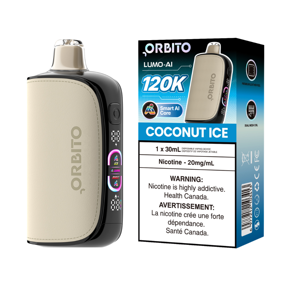 Orbito Lumo AI 120 000 bouffées Vape jetable rechargeable Noix de coco glacée 20 mg
