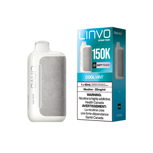 Cigarette électronique jetable rechargeable Linvo Star 150K bouffées, menthe fraîche, 20 mg