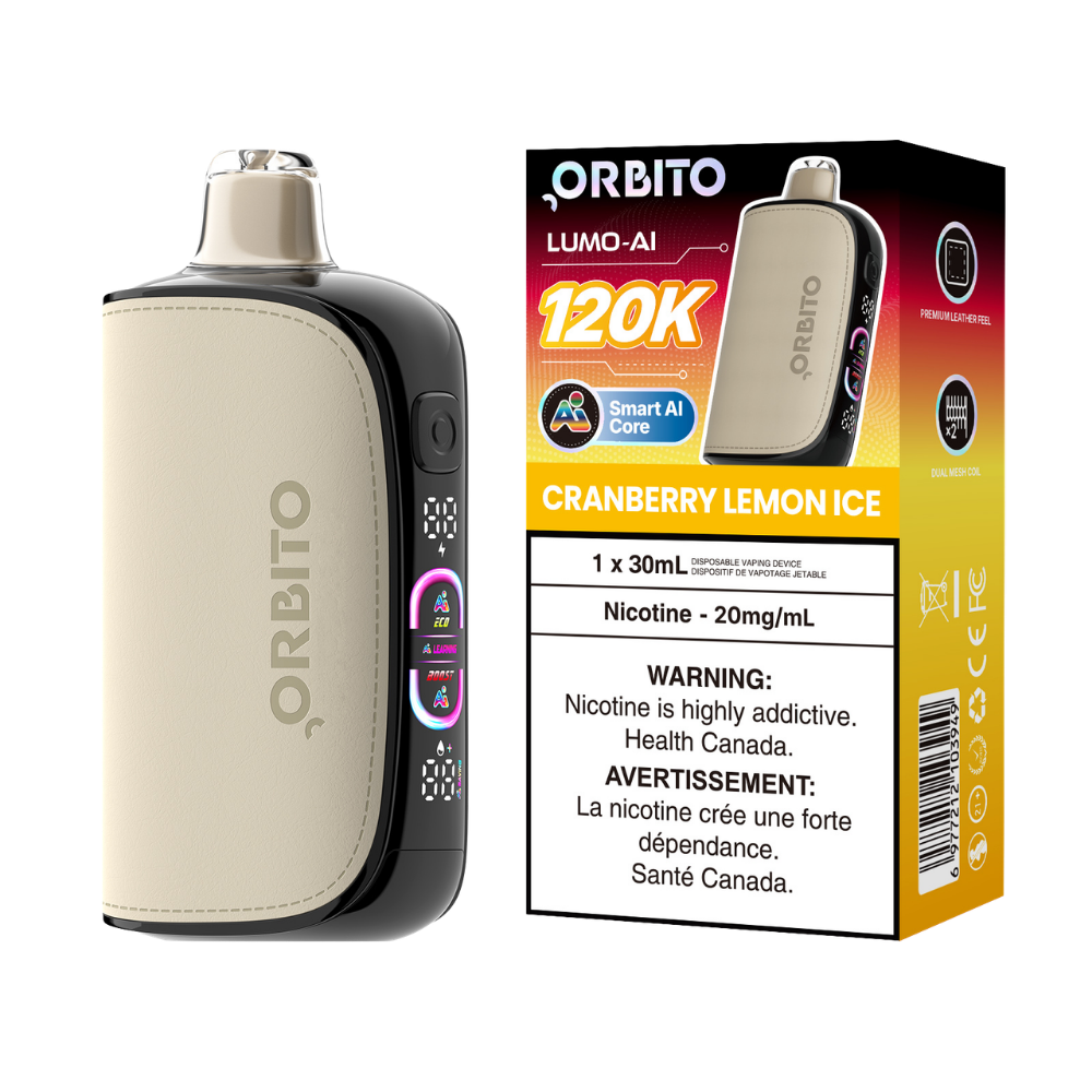 Orbito Lumo AI 120 000 bouffées Vape jetable rechargeable Glace citronnée à la canneberge 20 mg