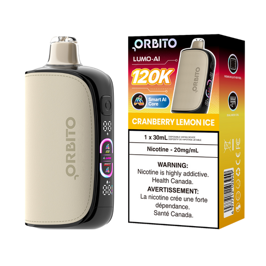 Orbito Lumo AI 120 000 bouffées Vape jetable rechargeable Glace citronnée à la canneberge 20 mg