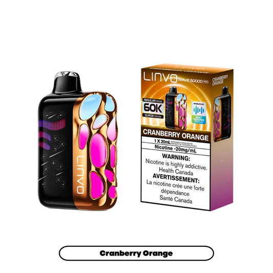 Linvo Rave 60000 Bouffées - Vape Jetable Rechargeable Cranberry Orange 20Mg