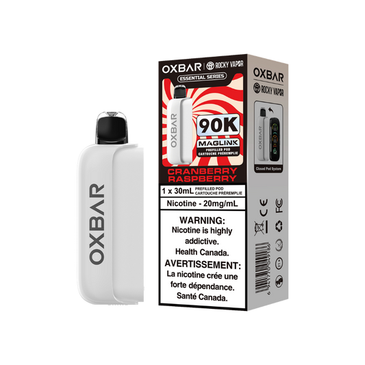 Pods préremplis jetables Oxbar Rocky Vapor Maglink 90K bouffées - canneberge framboise 20Mg