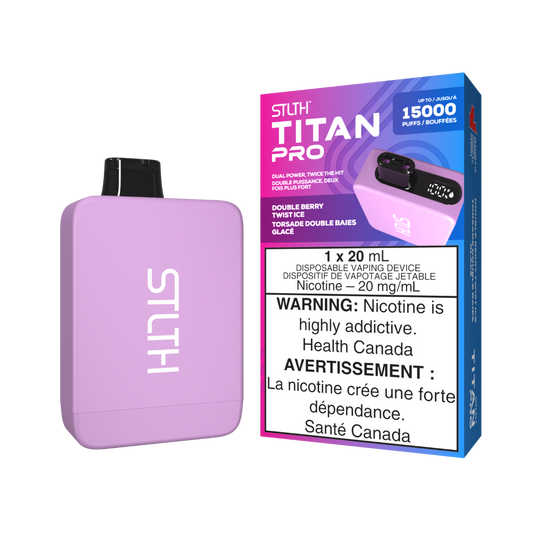 STLTH Titan Pro 15K Puffs Double Berry Twist Ice Rechargeable Disposable Vape 20Mg