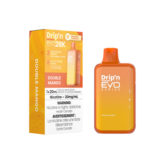 Dripin Evo 28k Puffs Double Mango Adjustable Wattage Rechargeable Disposable Vape 20Mg