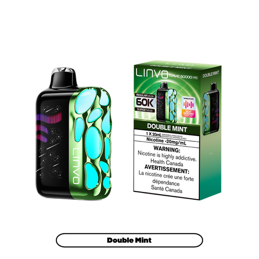 Linvo Rave 60000 Bouffées - Vape Jetable Rechargeable Double Menthe 20Mg