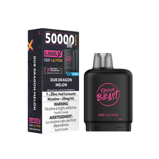 Flavour Beast Level X G2 Ultra 50K (Prefilled Pods) - Dub Dragon Melon Iced