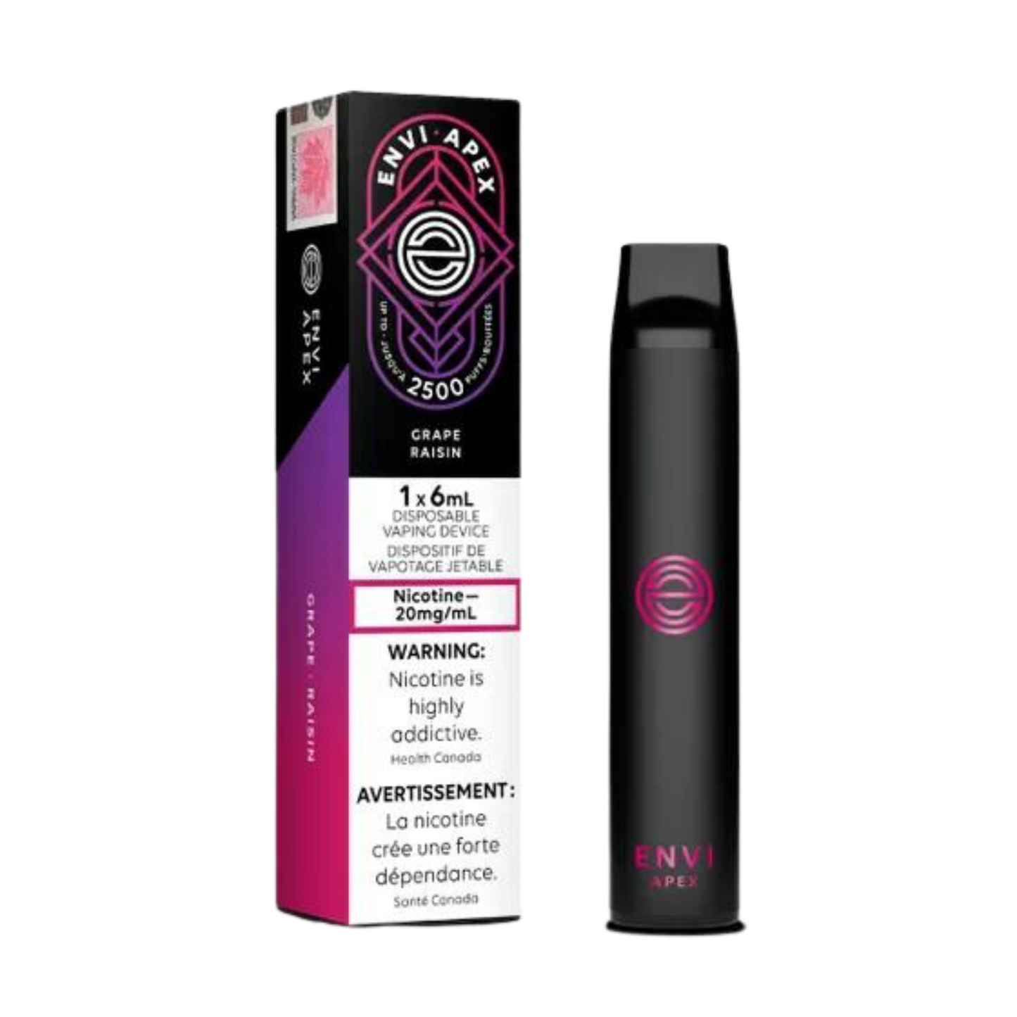 Envi APEX 2500 Puffs Vape jetable au raisin 20 mg