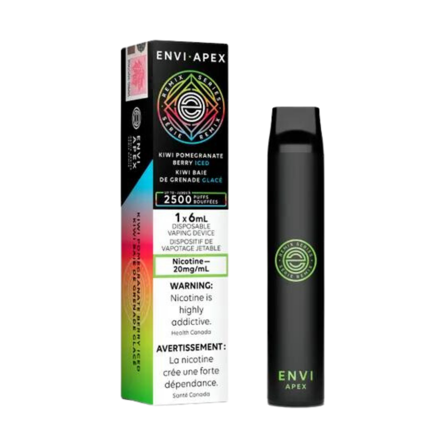 Envi APEX  2500 Puffs Kiwi Pomegranate Berry Iced  Disposable Vape  20Mg