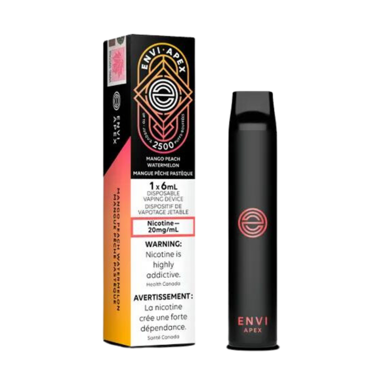 Envi APEX 2500 Puffs Mangue Pêche Pastèque Vape Jetable 20Mg