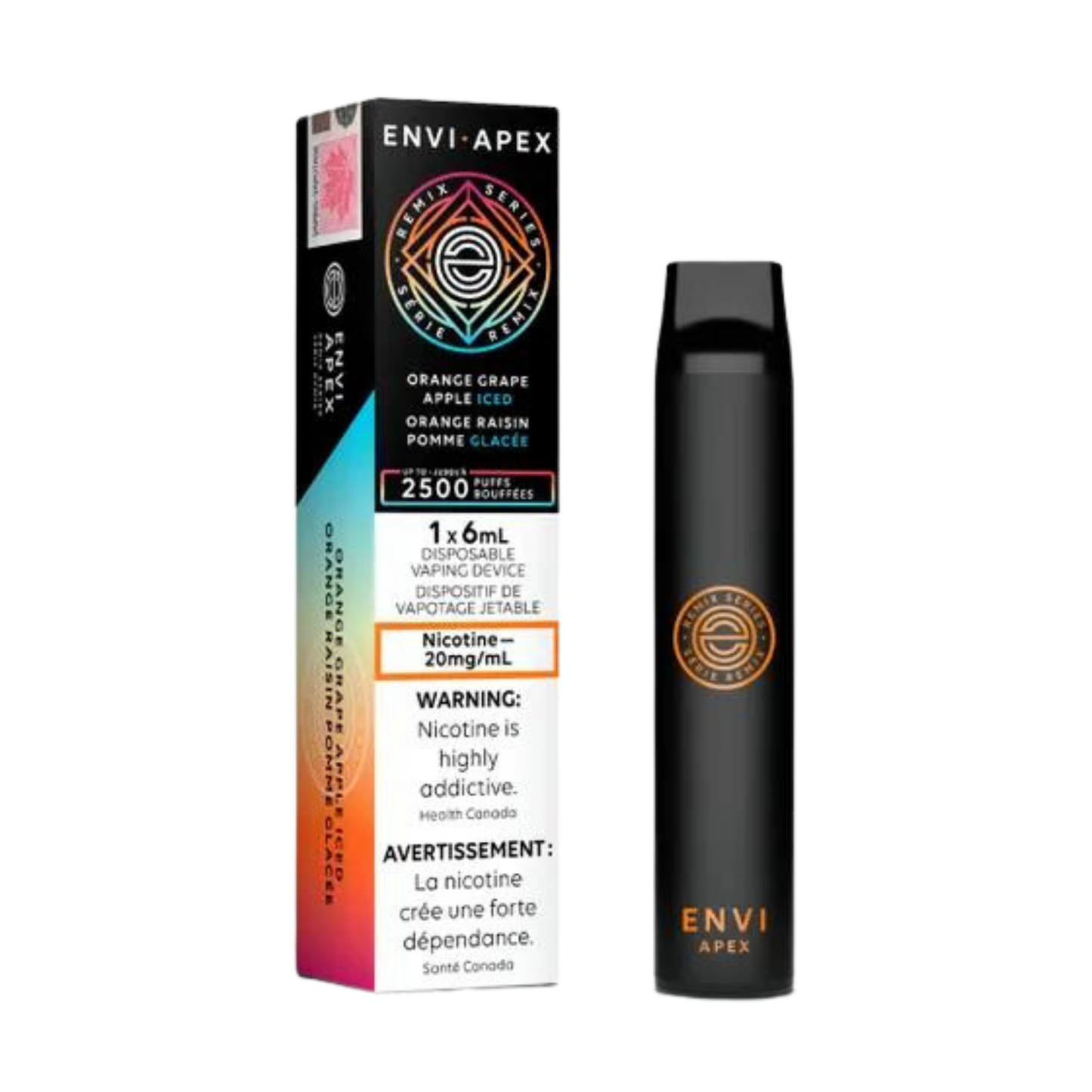 Envi APEX 2500 Puffs Orange Raisin Pomme Vape Jetable Glacée 20Mg