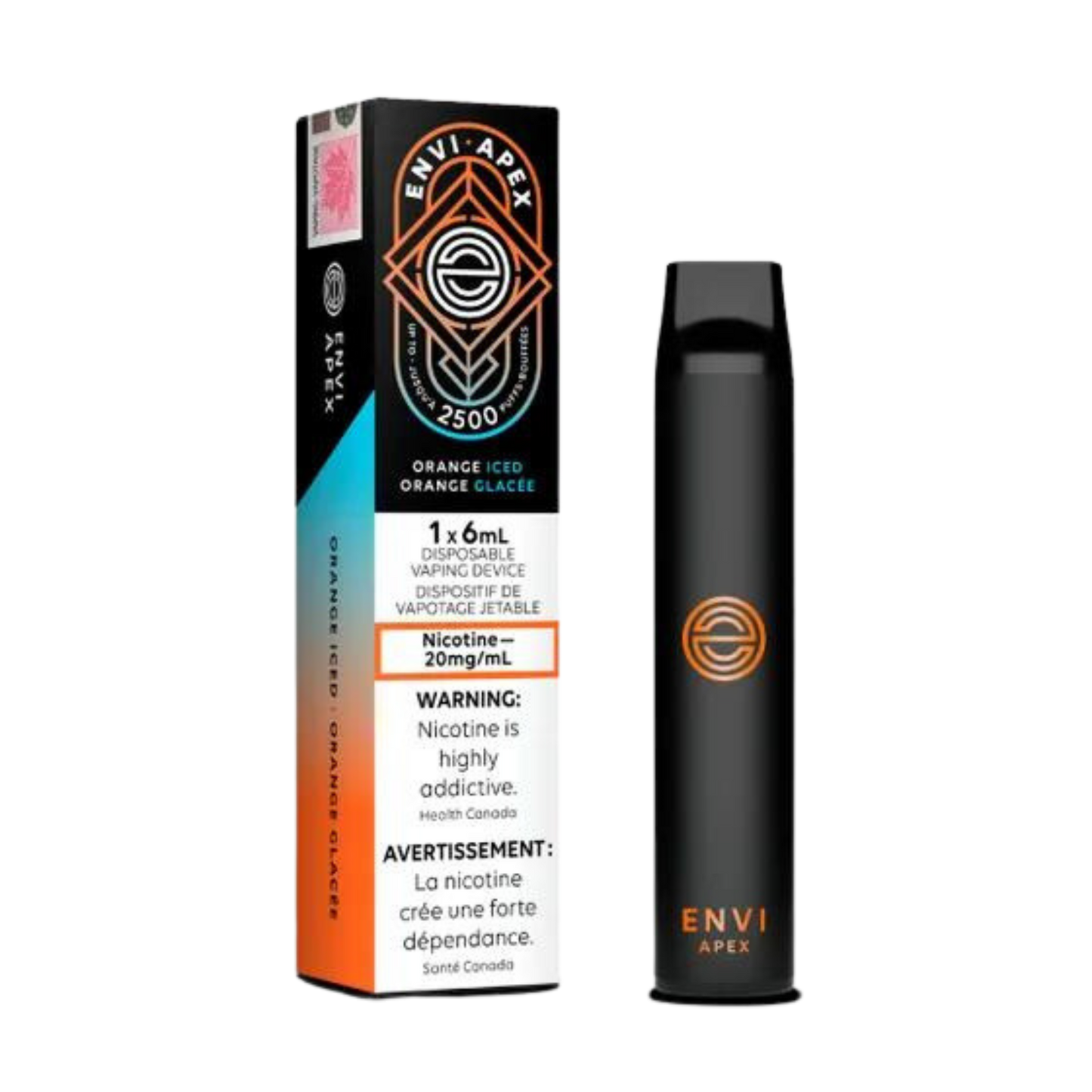 Envi APEX 2500 Puffs Vape jetable à l'orange glacée 20 mg