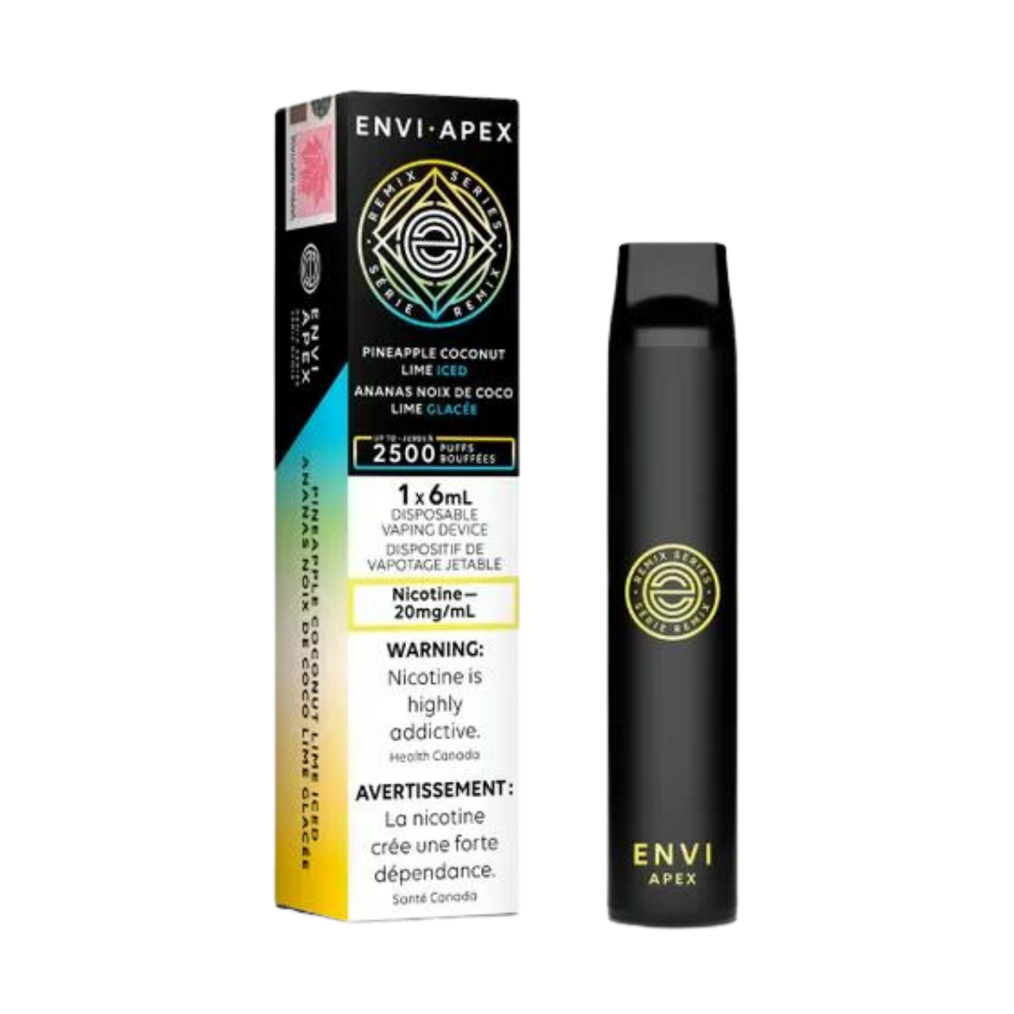 Envi APEX 2500 Puffs Ananas Noix de Coco Citron Vert Vape Jetable Glacée 20Mg