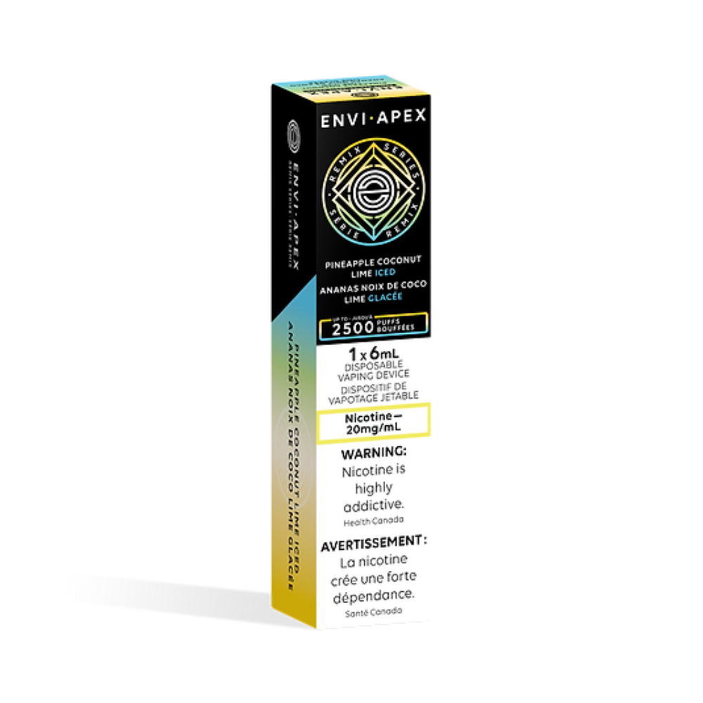 Envi APEX 2500 Puffs Ananas Noix de Coco Citron Vert Vape Jetable Glacée 20Mg