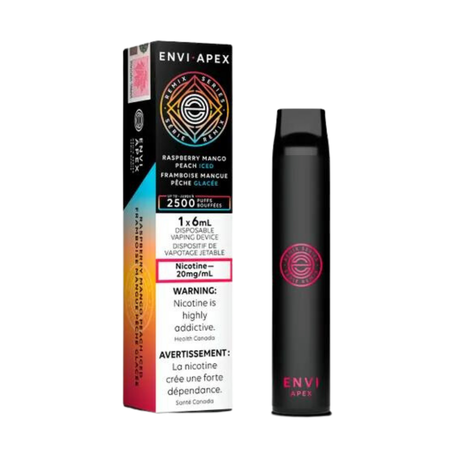 Envi APEX  2500 Puffs  Raspberry Mango Peach Iced  Disposable Vape  20Mg