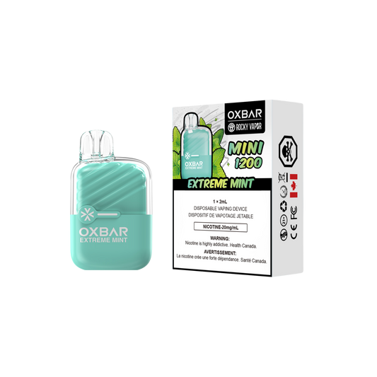 Oxbar Rocky Vapor Mini 1200 Puffs Extreme Mint Vape jetable 20 mg