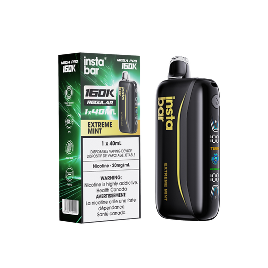 Vape jetable rechargeable Insta Bar 160K – Menthe extrême, 20 mg