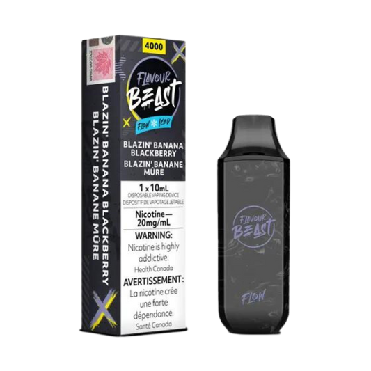 Flavour Beast Flow Iced 4000 Puffs Blazin Banana Blackberry Vape jetable rechargeable 20 mg