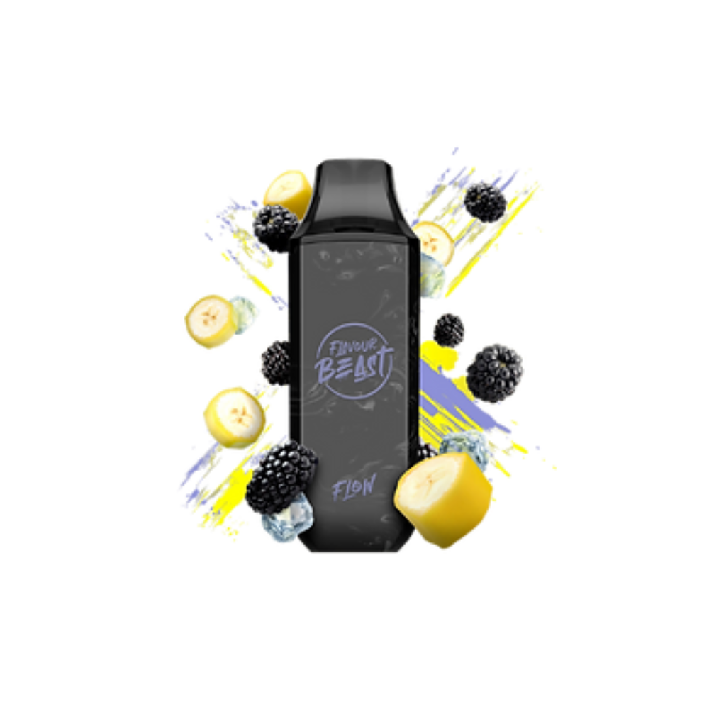 Flavour Beast Flow Iced 4000 Puffs Blazin  Banana Blackberry Rechargeable Disposable Vape 20Mg