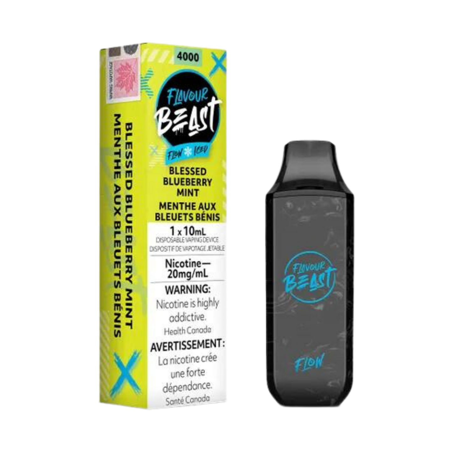 Flavour Beast Flow Iced 4000 Puffs Blessed Blueberry Mint Rechargeable Disposable Vape 20Mg