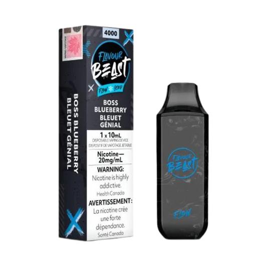 Saveur Beast Flow Iced 4000 Puffs Boss Blueberry Vape jetable rechargeable 20 mg