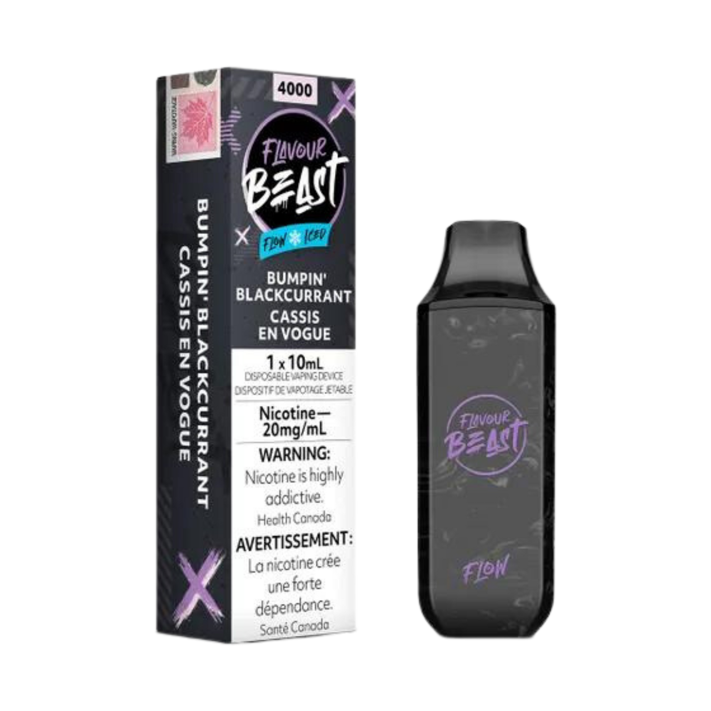 Saveur Beast Flow Iced 4000 Puffs Bumpin Blackcurrant Vape jetable rechargeable 20 mg