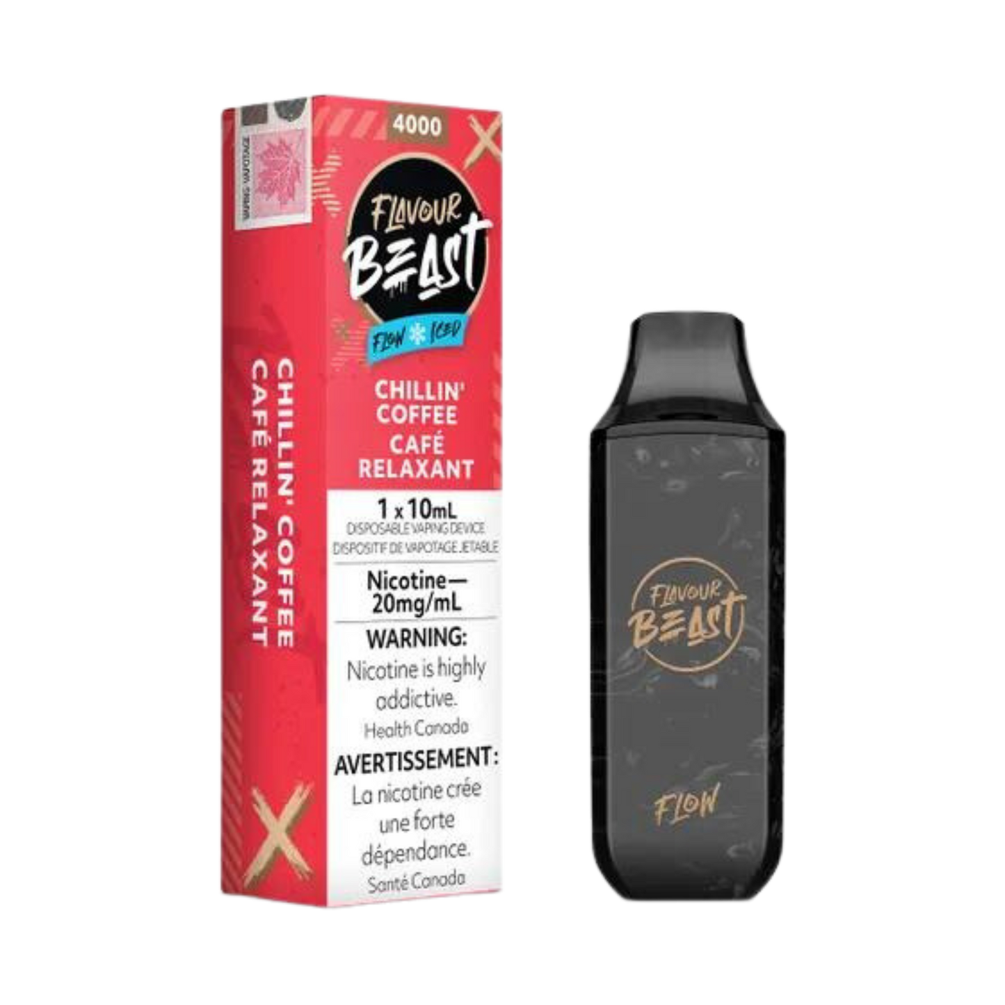 Flavour Beast Flow Iced 4000 Puffs Chillin Coffee Vape jetable rechargeable 20 mg