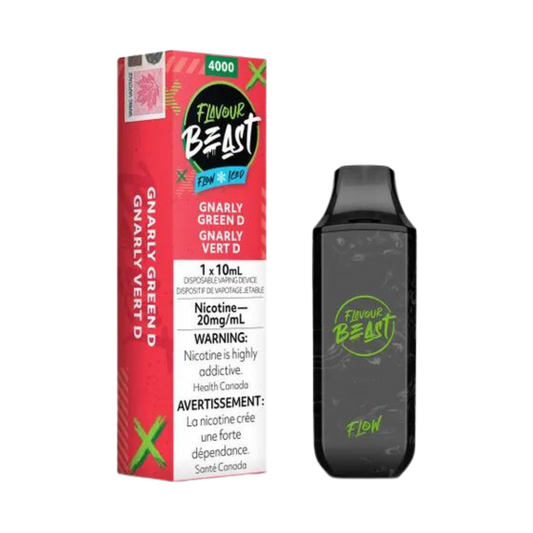 Saveur Beast Flow Iced 4000 Puffs Gnarly Green D Vape jetable rechargeable 20 mg