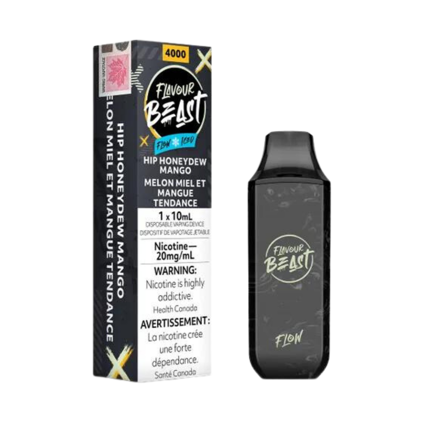 Flavour Beast Flow Iced  4000 Puffs   Hip Honeydew Mango  Rechargeable Disposable Vape 20Mg