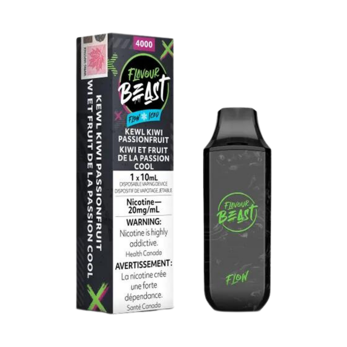 Flavour Beast Flow Iced 4000 Puffs Kewl Kiwi Passionfruit Rechargeable Disposable Vape  20Mg