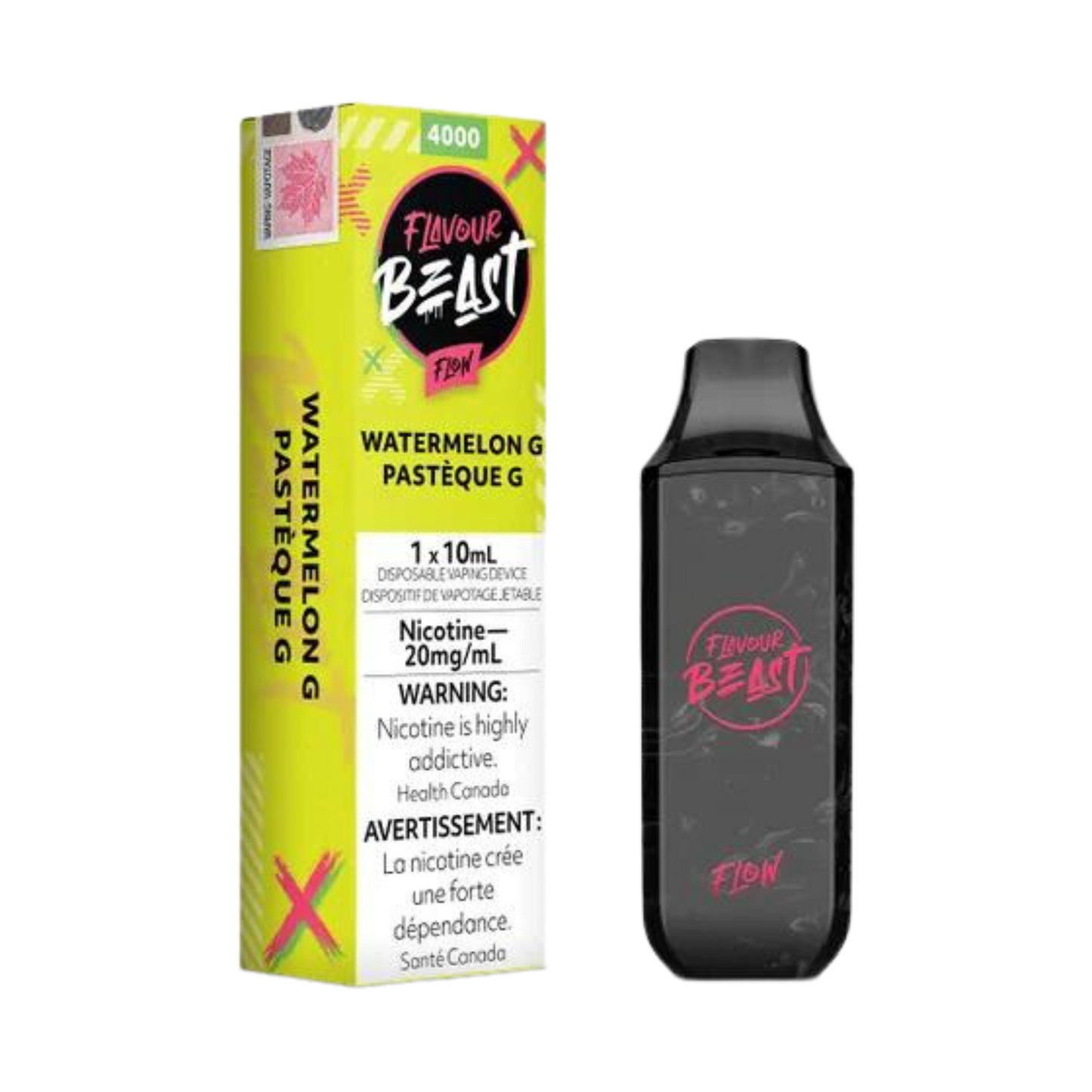 Flavour Beast Flow Iced 4000 Puffs Pastèque G Vape Jetable Rechargeable 20Mg