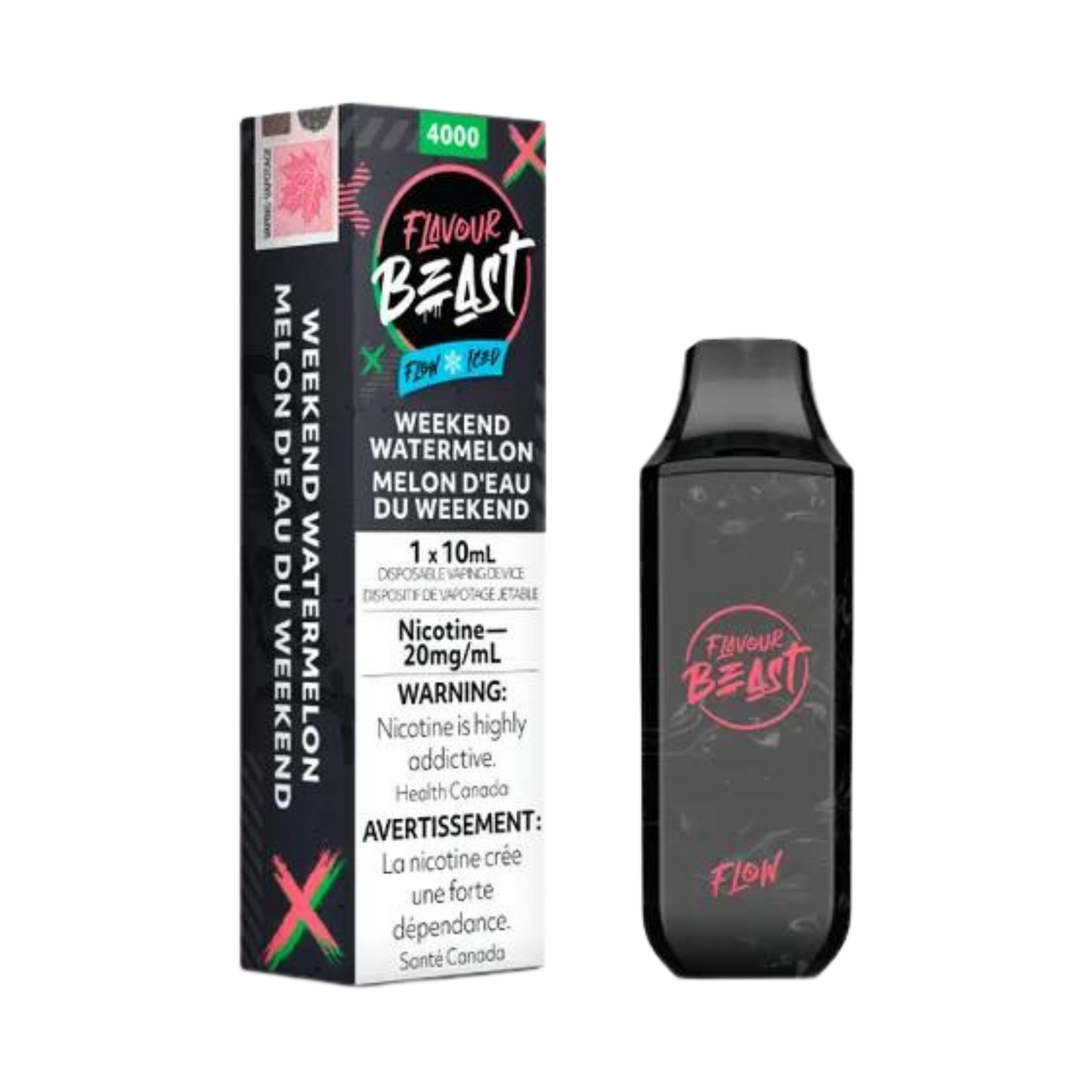 Flavour Beast Flow Iced  4000 Puffs Weekend Watermelon Rechargeable Disposable Vape 20Mg