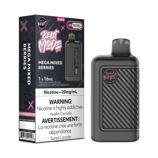 Flavour Beast 8k Beast Mode Mega Mixed Berries Rechargeable Disposable Vape 20Mg