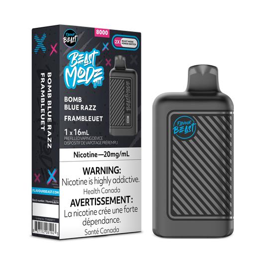 Flavour Beast 8k Beast Mode 8000 Puffs Bomb Blue Razz  Adjustable Wattage  Rechargeable Disposable Vape 20Mg