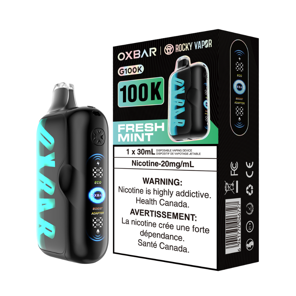 Oxbar Rocky Vapor G100k Menthe Fraîche Vape Jetable Rechargeable 20Mg