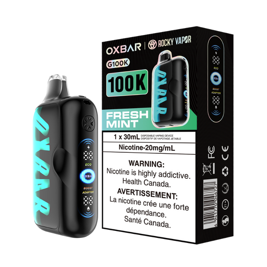 Oxbar Rocky Vapor G100k Fresh Mint Rechargeable Disposable Vape 20Mg