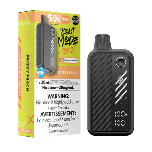 Flavour Beast Mode Max 2 50K Bouffées Vape Jetable Rechargeable Pêche pétillante 20Mg