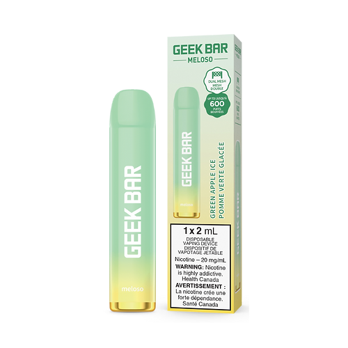 Geek Bar 600 Puffs Vape jetable à la pomme verte glacée 20 mg