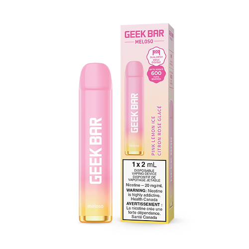 Geek Bar 600 Puffs Cigarette électronique jetable au citron rose glacé 20 mg